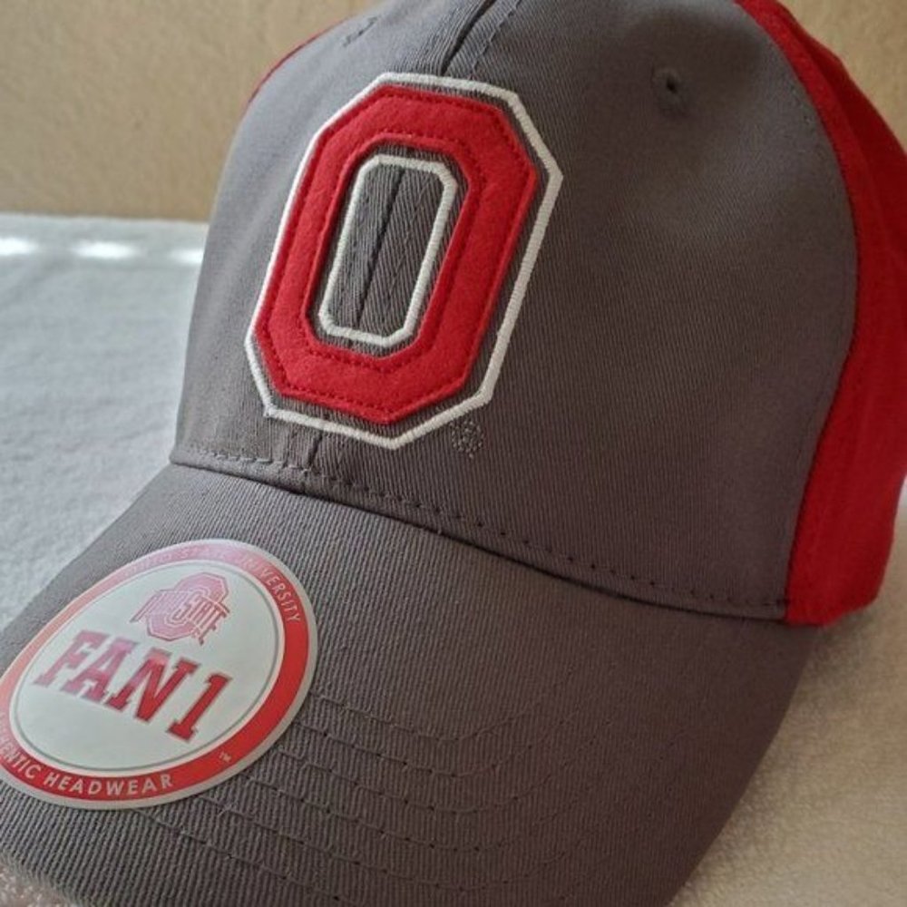 Ohio State FAN 1 Baseball Hat OSFM Red Gray Cap Buckeyes